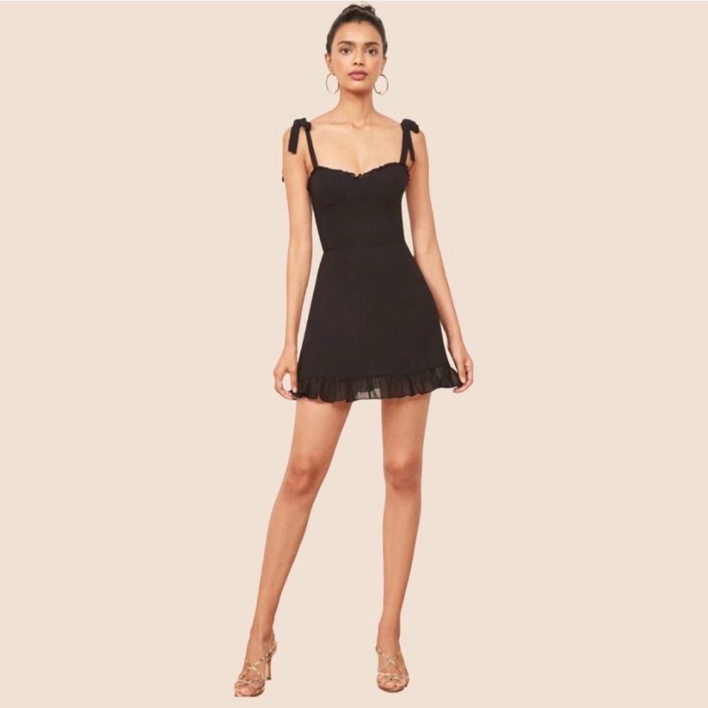 NWOT Reformation Christine Mini Black dress 8